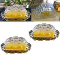 2 Mantegueiras De Vidro Cristal com tampa Retangular Luxo