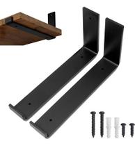 2 Mão Francesa Invertida 40cm Ferro Aço Suporte Preto L