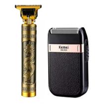 2 Maquininha De Pézinho e Barba Shaver KM-2024 Potente Salão