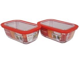 2 Marinex Forma Retangular Vidro Temperado C/ Tampa 750ml