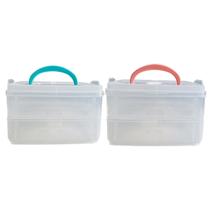 2 Marmitas Plástico Kit Box 2 Andares Divisórias