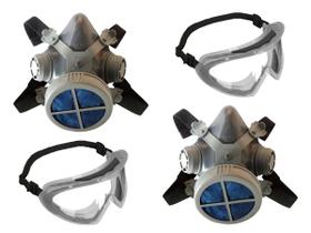 2 Máscaras Filtro Pó Poeira Mastt+ 2 Óculos Segurança Spider