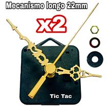 2 Mecanismos P/Relógio De Parede Eixo Longo 22mm Ponteiros Trabalhados Dourado 2 Mecanismos P/Relógio De Parede Eixo Longo 22mm Ponteiros Trabalhados Dourado