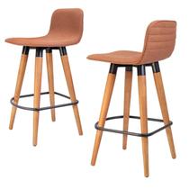 2 Meia Banquetas Línea Soft p/ Ilha Bar e Bancadas Terracota