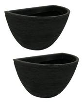 2 Meio Vaso 18x33 De Polietileno Decorativo De Parede E Jardim Vertical 2 Meio Vaso 18x33 De Polietileno Decorativo De Parede E Jardim Vertical
