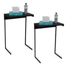 2 Mesa de Apoio Lateral Canto Sofá Cama Sala de Estar Notebook Delin Cor Preta Black 2 Mesa de Apoio Lateral Canto Sofá Cama Sala de Estar Notebook Delin Cor Preta Black