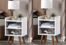 2 Mesa de Cabeceira Moderna Tripé Quarto Canto Pé Palito 2 Mesa de Cabeceira Moderna Tripé Quarto Canto Pé Palito