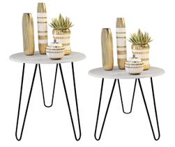 2 Mesa Lateral Canto Tati 52cm Pe Hairpin duplo 3/8 2 Mesa Lateral Canto Tati 52cm Pe Hairpin duplo 3/8