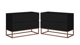 2 mesas de cabeceira estilo industrial puxador em cava central preto / cobre