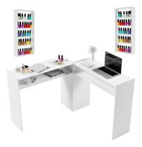 2 Mesas Manicure c 2 Expositores Branco Nail Designer Salões Estúdios de Beleza Oferta 2 Mesas Manicure c 2 Expositores Branco Nail Designer Salões Estúdios de Beleza Oferta