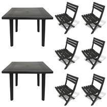 2 Mesas Quadradas Desmontáveis de Plástico 90cm Preta + 6 Cadeiras Dobráveis 2 Mesas Quadradas Desmontáveis de Plástico 90cm Preta + 6 Cadeiras Dobráveis