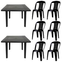 2 Mesas Quadradas Desmontáveis de Plástico 90cm Preta + 6 Cadeiras Vime Empilhável 2 Mesas Quadradas Desmontáveis de Plástico 90cm Preta + 6 Cadeiras Vime Empilhável
