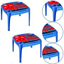 2 Mesinha Mesa Infantil Com Porta Copos Homem Aranha Azul