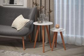 2 Mesinhas Apoio Decorativo Enfeites Canto Off White