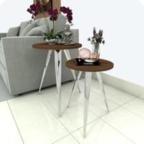 2 Mesinhas Lateral De Canto Para Sala e Quarto Redonda C.M