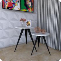 2 Mesinhas Lateral De Canto Para Sala e Quarto Redonda P.B