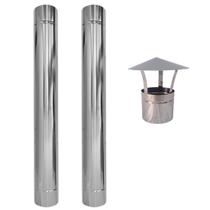 2 Metros Duto 5" Aço Inox 430 + Chapéu Chinês Chaminé Forno