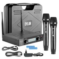 2 Microfone Sem Fio De Mão Uhf 200 Canais Com Auto-Scan Display LCD Função Lock DW-902 Power Dylan