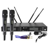 2 Microfone Sem Fio de Mão UHF Com Receptor 4 Antenas Display Digital Profissional K1202M Kadosh