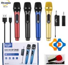 2 Microfone sem Fio Dinâmico Profissional C/Receptor Varias Cores MO-E1 - Átomo