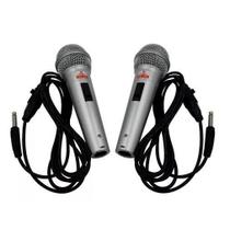 2 Microfones Com Fio Profissional Dinamico Prata Oferta