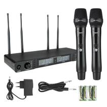 2 Microfones De Mão Sem Fio UHF Display Digital Kadosh K622M Para Igreja Palestra Show