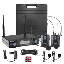 2 Microfones Headset E Lapela UHF K402HH Kadosh Com Maleta Para Igreja Palestra Show