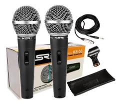 2 Microfones Ksr Pro Ks58 + Cabos+ Cachimbos e Bags