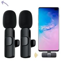 2 Microfones Lapela Duplo Sem Fio Compatível Android Tipo C - Microfone de Labela Pix K9