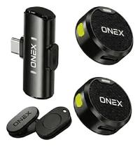 2 Microfones Lapela Sem Fio Onex Tipo C 2 Em 1 Mic 2914 Preto