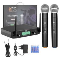 2 Microfones Sem Fio De Mão UHF Bivolt Receptor 2 Antenas Com 4 Pilhas Kadosh K382M Para Igreja Palestra Escola