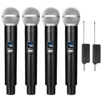 2 Microfones Tomate Duplo Sem Fio Um Receptor Voz Dinâmica Visor Digital Qualidade Áudio Recarregável Palestra Igreja