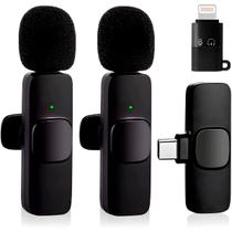 2 Microfones Wireless Lapela Adaptador Ios Encaixe Tipo C 2 Microfones Wireless Lapela Adaptador Ios Encaixe Tipo C