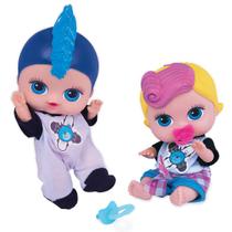 2 Mini Bonecos Rock Menino E Menina com Chupeta Super Toys