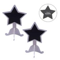 2 Mini Lousa Porta Recado Em Estrela Madeira MDF Decorativo
