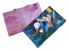 2 Mini Sacolas de Ráfia 33x20x11cm Estampas Aleatórias B4U