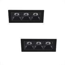 2 Mini Spot Triplo Embutir Led Recuado 3000K Downlight Bet58