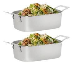 2 Mini Travessas Com Alças 17cm Aço Inox Gourmet Mix 2 Mini Travessas Com Alças 17cm Aço Inox Gourmet Mix