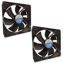 2 Mini Ventilador 12025S-12 Cooler 12V D121 AsaFan 120mm Sleeve Durabilidade Ventilação Eficiente