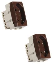 2 Módulo Tomada Sleek Marrom Brilhante 2P+T 10A MarGirius 2 Módulo Tomada Sleek Marrom Brilhante 2P+T 10A MarGirius