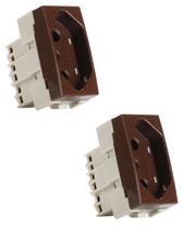 2 Módulo Tomada Sleek Marrom Brilhante 2P+T 20A MarGirius