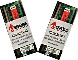 2 Módulos de Memória RAM 4GB PARA NOTEBOOK DDR3L 1600MHz PC3L-12800 204 Pinos SODIMM (KD16LS11/4G)