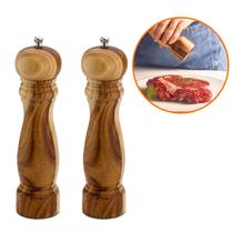 2 Moedor de Sal e Pimenta Especiarias 20cm Hercules Madeira Premium Base Aço inox Gourmet