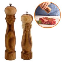 2 Moedores de Sal e Pimenta Especiarias 25 e 20cm Hercules Madeira Premium Base inox Gourmet 2 Moedores de Sal e Pimenta Especiarias 25 e 20cm Hercules Madeira Premium Base inox Gourmet