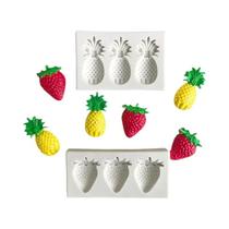 2 moldes de silicone de abacaxi e morango para velas, aromaterapia, argila e artesanato em resina
