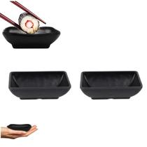 2 Molheira Porta Molho Shoyu Oriental em Melamina Preto 50ml