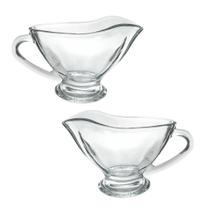 2 Molheiras de Vidro Com Alça 125ml Recipiente para Molhos