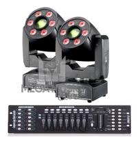 2 Moving 60w Rgbw Head Spot Led 8 Cores + 7 Desenho Wash 6 Led + Mesa DMX