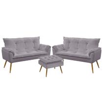 2 Namoradeiras Beta com Puff Lunar Veludo Aradecor