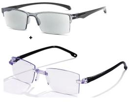 2 Óculos De Leitura, Zoom Automático Inteligente lente cinza e lente transparente